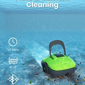 WYBOT Cordless Robotic Pool Cleaner, Automatic Pool Vacuum, Powerful Suction, Dual-Motor, Ideal for Above/In Ground Flat Pool Up to 525 Sq.Ft -Osprey200 (Green)