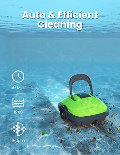 WYBOT Cordless Robotic Pool Cleaner, Automatic Pool Vacuum, Powerful Suction, Dual-Motor, Ideal for Above/In Ground Flat Pool Up to 525 Sq.Ft -Osprey200 (Green)