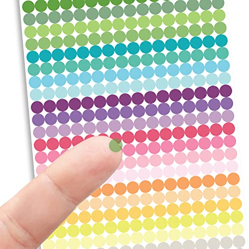 704 Mini Color Coding Transparent Dots, 25" Rainbow dots for organizing, 1/4" Dot Labels, Multi color Round Stickers, 22 colored circle label, Removable, Waterproof