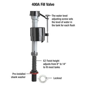 Fluidmaster K-400A-023 Mansfield Toilet Fill Valve and Flush Valve Seal Repair Kit Multicolor