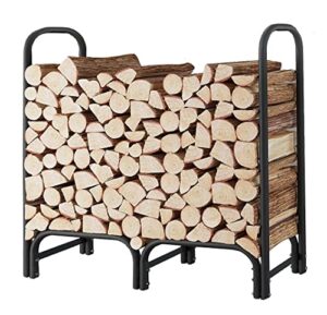 calidola 4ft firewood rack heavy duty indoor outdoor firewood storage log rack with cover，black round tube