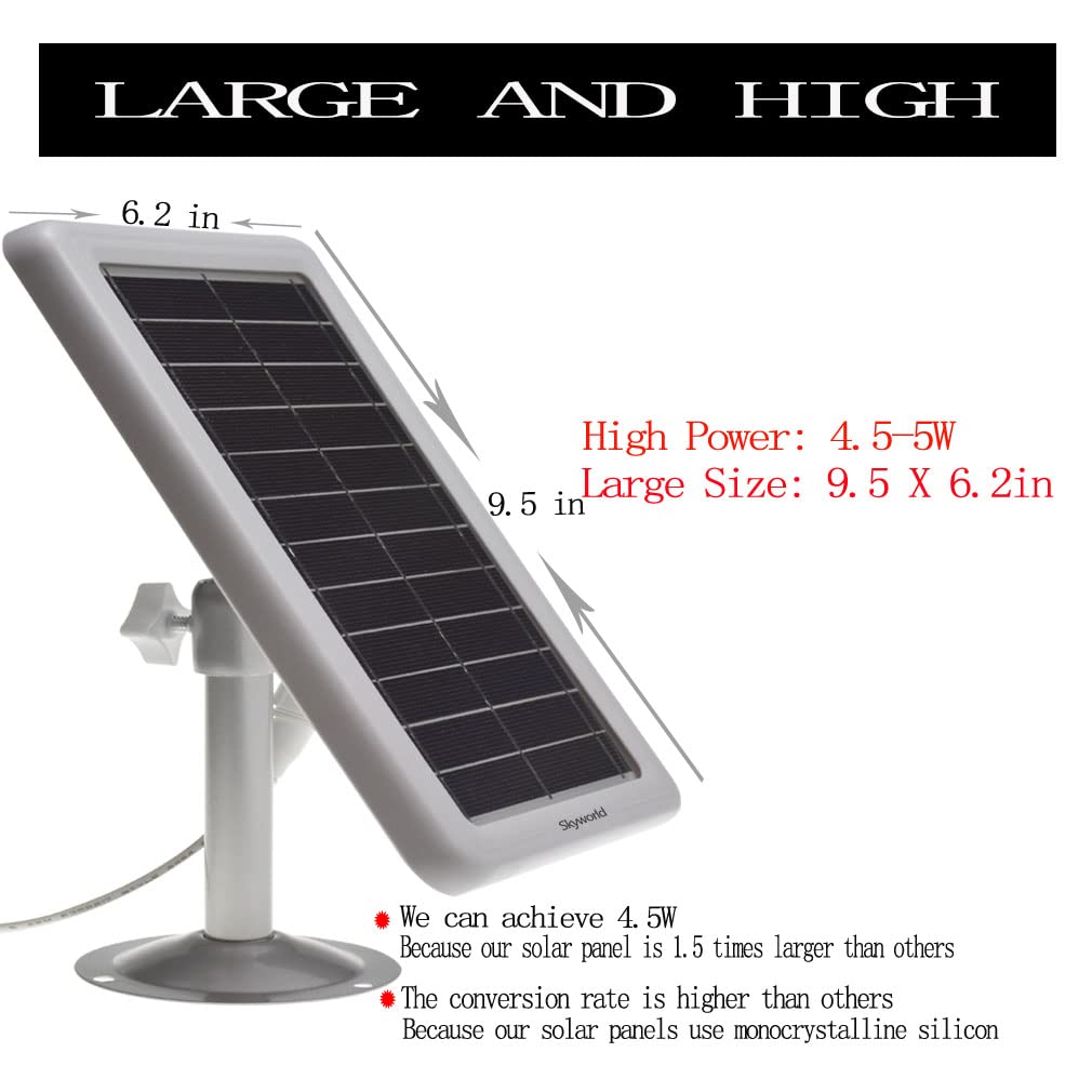 Solar Panel Charger for Ring Spotlight Camera, Ring Stick Up Camera,5 V 4.5 W Output Fast Charging,DC 3.5 Ring Special Connection Charging Port (White 1 Pack)
