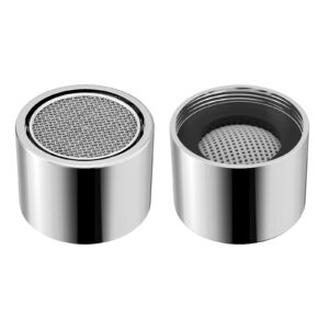 faucet aerator female, bathroom sink aerator, chrome brass shell 55/64in 22mm faucet filter with gasket for kitchen bathroom silver(2 pcs)