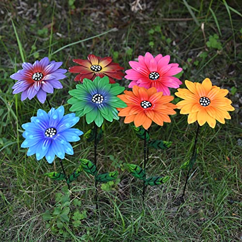 7Pcs/Set Metal Daylily Flower Garden Stakes, Outdoor Decor Stake Yard Art Decoration,Garden Plant Flowers Stick Spring Patio Decor