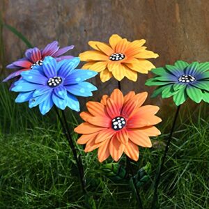 7Pcs/Set Metal Daylily Flower Garden Stakes, Outdoor Decor Stake Yard Art Decoration,Garden Plant Flowers Stick Spring Patio Decor