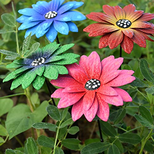 7Pcs/Set Metal Daylily Flower Garden Stakes, Outdoor Decor Stake Yard Art Decoration,Garden Plant Flowers Stick Spring Patio Decor