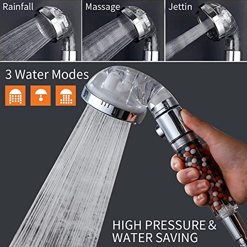 WHYJJQIAN High Pressure Shower Head with Handheld & Shower Filter for Hard Water,Detachable Water Saving & Massage Setting Shower Heads with Hose and Holder for Dry Skin & Hair
