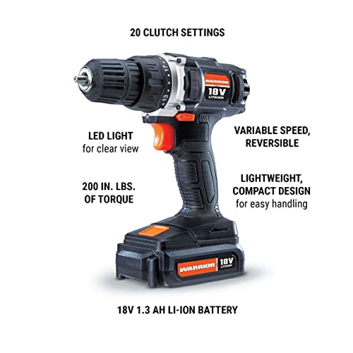 Warrior 18v Cordless 3/8 In. Drill/Driver Kit, Clear