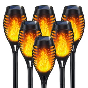 solar lights outdoor, solar torch light with flickering flame for garden decor, solar garden lights, waterproof solar powered outdoor lights, flame torches for outside patio pathway yard decorations