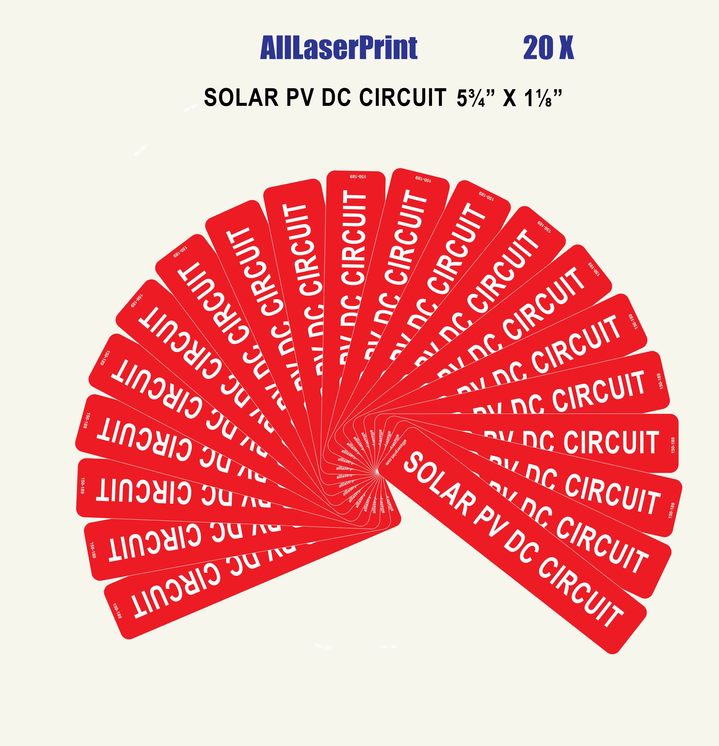 Photovoltaic Labels for PV Solar System_"Solar PV DC Circuit" _5¾” X 1⅛ ” _Pack of 20