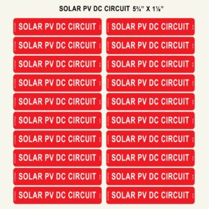 Photovoltaic Labels for PV Solar System_"Solar PV DC Circuit" _5¾” X 1⅛ ” _Pack of 20