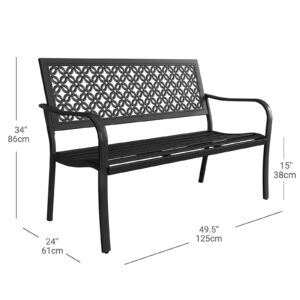 Grand patio Outdoor Bench Garden Bench with Armrests Steel Bench for Outdoors Lawn Yard Porch Black