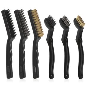 vastools wire brushes pack of 6. for cleaning welding slag, rust and dust. 9" and 6-3/4" brass, nylon, stainless steel brushes with rigid handle