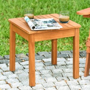 Tangkula Outdoor Square Side Table, Oversize Adirondack Side Table, Acacia Wood Frame w/Oil Finished, All-Weather, Indoor Outdoor Patio Poolside End Table, Weight Capacity 220lbs, 18 x 18 x 16 Inch