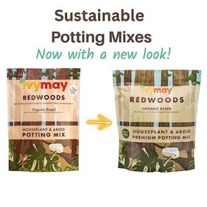 IvyMay Redwoods Potting Soil ― Organic Potting Mix for Indoor House Plants & Aroids, Ready to Use Potting Soil Indoor Plants with Perlite, Earthworm Castings, Essential Oils ― 4 qt