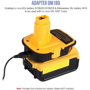 EID for Dewalt 20V to 18V Battery Adapter, 2-Pack DM18D Upgraded Version DCA1820 Converter for Dewalt 18V/20V & for Milwaukee M18 18V Battery to Work for Dewalt 18V Nicad & NiMh Battery Tools