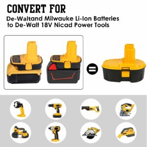 EID for Dewalt 20V to 18V Battery Adapter, 2-Pack DM18D Upgraded Version DCA1820 Converter for Dewalt 18V/20V & for Milwaukee M18 18V Battery to Work for Dewalt 18V Nicad & NiMh Battery Tools