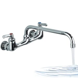 𝗚𝗺𝘂𝘀𝗿𝗲 𝗖𝗼𝗺𝗺𝗲𝗿𝗰𝗶𝗮𝗹 𝗞𝗶𝘁𝗰𝗵𝗲𝗻 𝗙𝗮𝘂𝗰𝗲𝘁 wall mount 8 inch center kitchen sink faucet with 12 inch swivel spout 2-handle faucets for kitchen home restaurant chrome polished