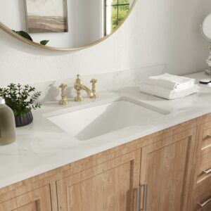 DeerValley DV-1U306 Ursa Undermount Bathroom Sink, 18'' x 13'' Vessel Sinks Rectangle Undermount Sink Modern White Ceramic Vanity Vessel Sink with Overflow