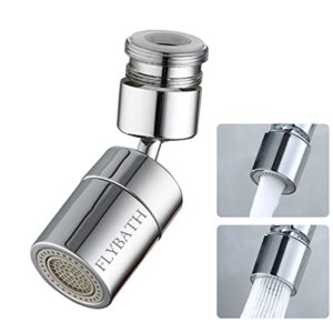 flybath kitchen sink faucet aerator bathroom basin sprayer dual-function 2-flow faucet tap attachment extended splash proof 360° swivel water bubbler nozzle filter, brass polished chrome
