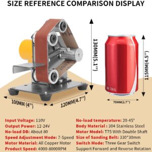 Electric Belt-Sander Polishing-Grinding Sharpener Adjustable - 13 x 1.2inch DIY Power Sanding Machine Mini Bench Belt Grinder, 7-Speed Multifunctional for Knife Making Woodworking Metal Cutter Edges