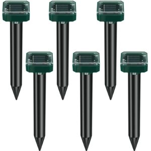 solar mole repellent ultrasonic mole repellent solar powered outdoor powered sound wave deterrent for lawn garden for snakes moles gophers groundhogs voles and other burrowing mice(6 pieces,small)