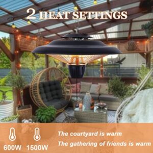 Outdoor Heaters for Patio Electric, 1500W Hanging Outdoor Patio Heater, Infrared Heater Outdoor with 2 Adjustable Mode, Outside Heater Porch Heater Garage Heater, IP34 Waterproof