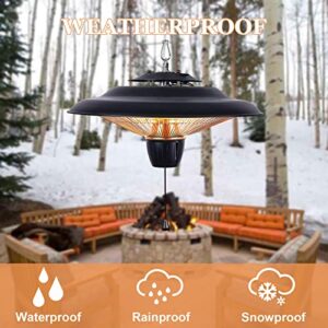 Outdoor Heaters for Patio Electric, 1500W Hanging Outdoor Patio Heater, Infrared Heater Outdoor with 2 Adjustable Mode, Outside Heater Porch Heater Garage Heater, IP34 Waterproof