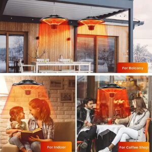 1500W Hanging Infrared Heater, Outdoor Patio Ceiling Electric Heaters, Upgraded Garage Heater with 2 Adjustable Modes 600W/1500W, Over-Heat Protection,IP55 Waterproof