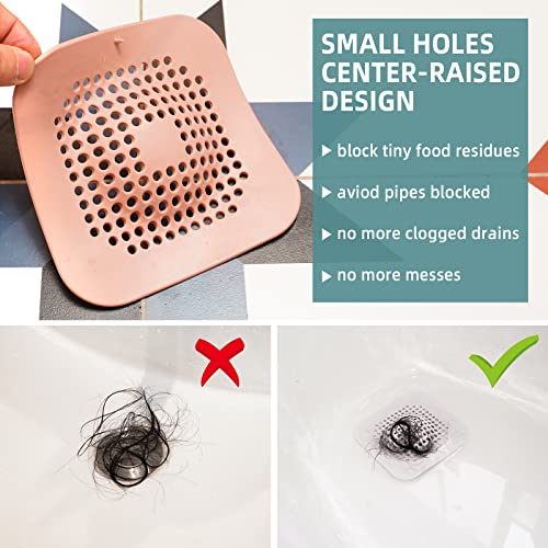 Shower Hair Drain Catcher,Convex Cover for Stopper with Suction Cup,Suit for Bathroom,Bathtub,Kitchen 4 Pack