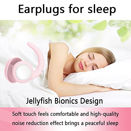 Noise Cancelling Earplugs for Sleep, Reusable Ear Plugs for Sleeping Snoring, Concerts, Swimming, Ear Plugs for Noise Reduction, Silicone Earplugs Sound Blocking Sleeping (Pink)