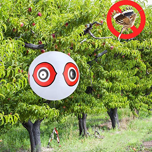 Fdit Bird Predator Eyes,Terror-Eyes Inflatable Bird Scare Balloon Bird Repelling Predator Eye Balloon Bird Repelling Balloon(White)