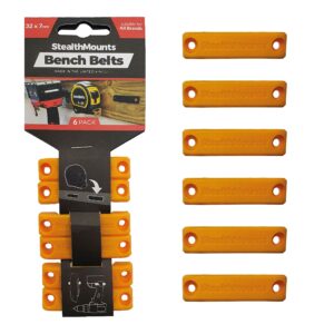 stealthmounts bench belt - universal tool holder | tool holster set - 6 pack | perfect tool hanger storage dock for power tools, tape measures and belt clips (yellow)