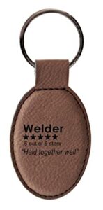 thiswear welder gifts for women welder 5 out of 5 stars review held together well leatherette oval keychain key tag brown