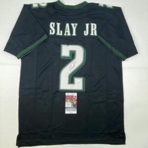 autographed/signed darius slay jr. #2 philadelphia black football jersey jsa coa