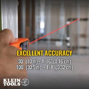 Klein Tools 93LDM100C Compact Laser Distance Measure, 100 Feet, Measures in Feet, Inches, Meters