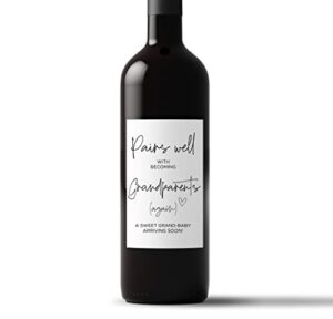 pregnancy reveal wine label for parents mom and dad, grandparents again announcements gifts, wine bottle stickers, having a baby cards, promoted to grandparents, im pregnant