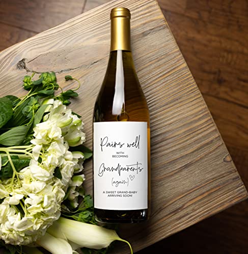 Pregnancy Reveal Wine Label for Parents Mom and Dad, Grandparents Again Announcements Gifts, Wine Bottle Stickers, Having a Baby Cards, Promoted to Grandparents, Im Pregnant