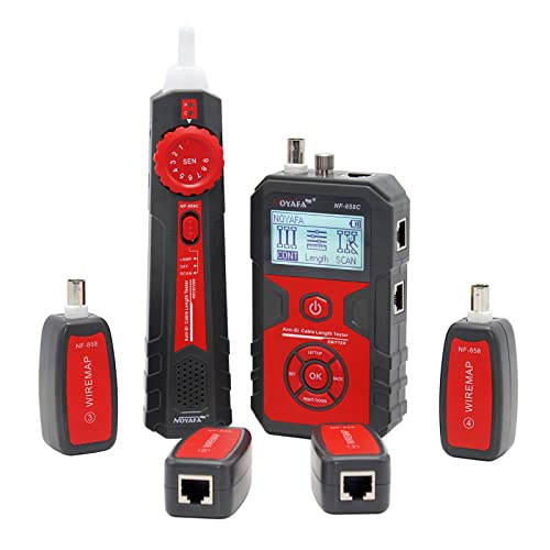 NOYAFA Network Cable Tester with Mapping and VFL Function, RJ11 RJ45 Ethernet Cable Tester POE Tester Cable Toner, Rechargeable Anti-Interference Network Tester for Telephone LAN Coax Cable