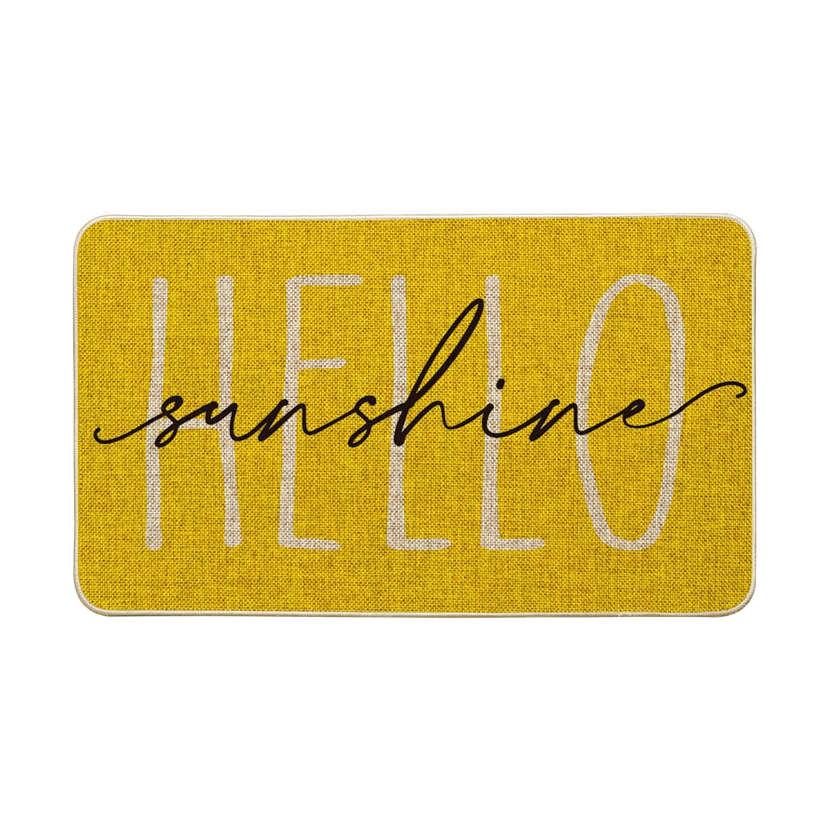 Artoid Mode Yellow Hello Sunshine Summer Decorative Doormat, Seasonal Spring Holiday Low-Profile Floor Mat Switch Mat for Indoor Outdoor 17 x 29 Inch