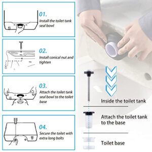 MENNTY Tank to Bowl Gasket Kit Includes Toilet Tank Bolts and Rubber Gaskets for Repairing Toilet Tank Leaks and Fits Most 3"/3.5" Toilet Tanks with Open Flush Valves