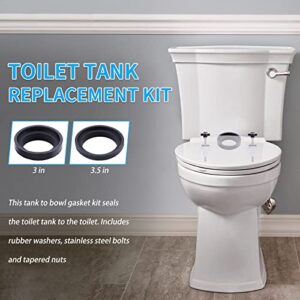 MENNTY Tank to Bowl Gasket Kit Includes Toilet Tank Bolts and Rubber Gaskets for Repairing Toilet Tank Leaks and Fits Most 3"/3.5" Toilet Tanks with Open Flush Valves