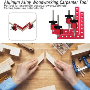 90 Degree Positioning Squares, Right Angle Clamps, Aluminum Alloy Woodworking Carpenter Corner Clamping Square Tool for Picture Frame Box Cabinets Drawers (5.5'x5.5'')