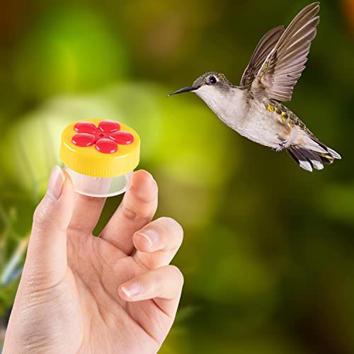 Hand Hummingbird Feeder, 4Pcs Mini Flower Handheld Hummingbird Feeder with 4Pcs Cleaning Brush, Window Humming Wild Bird Feeders for Outdoor Supplies