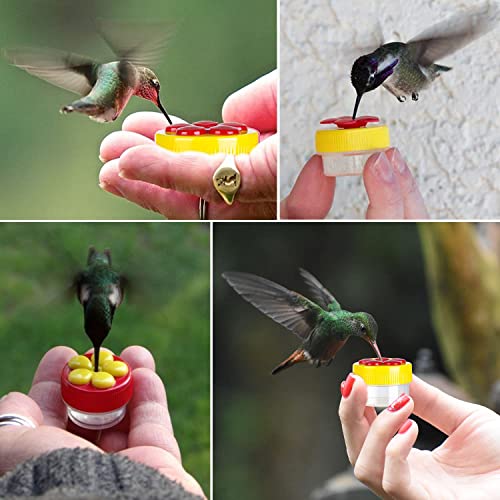 Hand Hummingbird Feeder, 4Pcs Mini Flower Handheld Hummingbird Feeder with 4Pcs Cleaning Brush, Window Humming Wild Bird Feeders for Outdoor Supplies