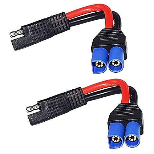 Faoyliye (2-Pack) SAE to EC5 Male Plug Quick Connection Adapter Connector,10AWG SAE Power Automotive Adapter Cable Suitable for Solar Battery Car Battery -15cm