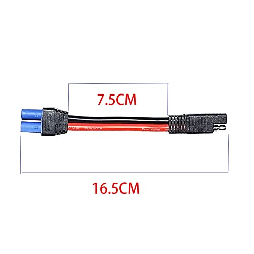 Faoyliye (2-Pack) SAE to EC5 Male Plug Quick Connection Adapter Connector,10AWG SAE Power Automotive Adapter Cable Suitable for Solar Battery Car Battery -15cm