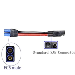 Faoyliye (2-Pack) SAE to EC5 Male Plug Quick Connection Adapter Connector,10AWG SAE Power Automotive Adapter Cable Suitable for Solar Battery Car Battery -15cm