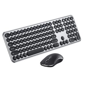 multi-device bluetooth keyboard mouse, full size 2.4ghz rechargeable wireless keyboard mouse combo, connect up to 3 devices for windows, android, mac os