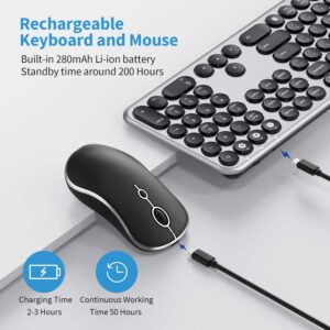 Multi-Device Bluetooth Keyboard Mouse, Full Size 2.4GHz Rechargeable Wireless Keyboard Mouse Combo, Connect up to 3 Devices for Windows, Android, Mac OS